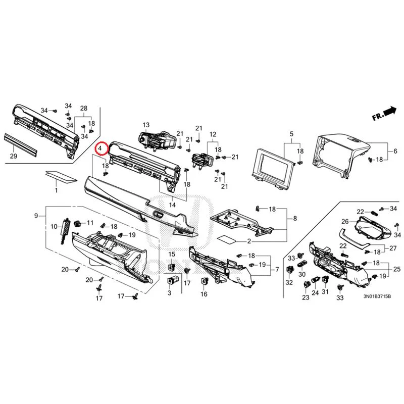 [NEW] JDM HONDA VEZEL e:HEV RV5 2025 Instrument panel garnish (passenger side) GENUINE OEM - Image 3