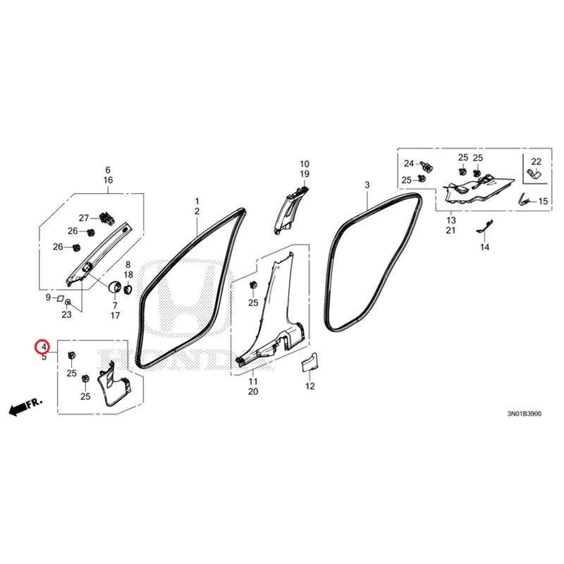 [NEW] JDM HONDA VEZEL e:HEV RV5 2025 Pillar Garnish GENUINE OEM - Image 5