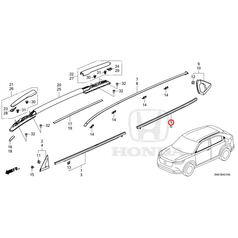 [NEW] JDM HONDA VEZEL e:HEV RV5 2025 Molding GENUINE OEM - Image 6