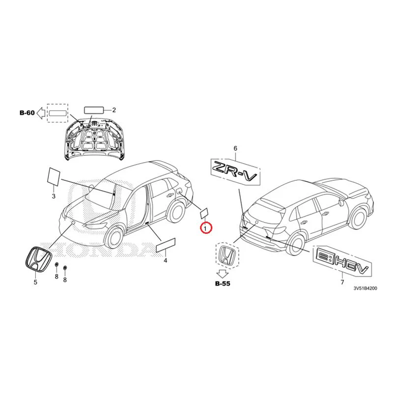 [NEW] JDM HONDA ZR-V e:HEV RZ4 2025 Emblem/Caution Label GENUINE OEM - Image 2