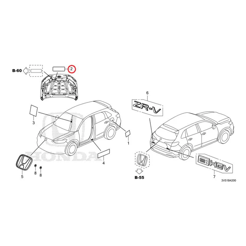 [NEW] JDM HONDA ZR-V e:HEV RZ4 2025 Emblem/Caution Label GENUINE OEM - Image 3