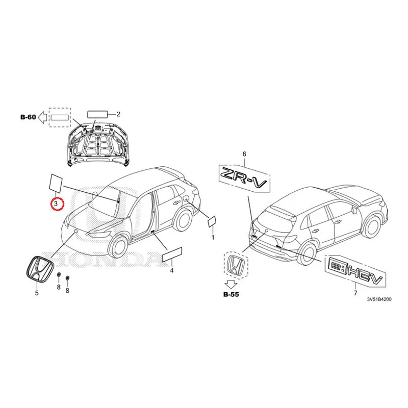 [NEW] JDM HONDA ZR-V e:HEV RZ4 2025 Emblem/Caution Label GENUINE OEM - Image 5