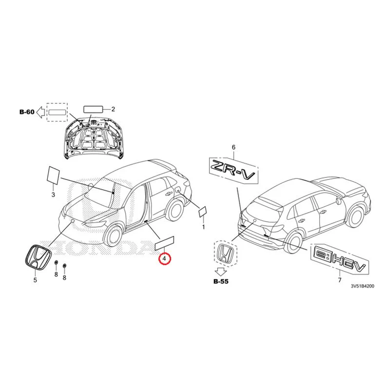 [NEW] JDM HONDA ZR-V e:HEV RZ4 2025 Emblem/Caution Label GENUINE OEM - Image 6
