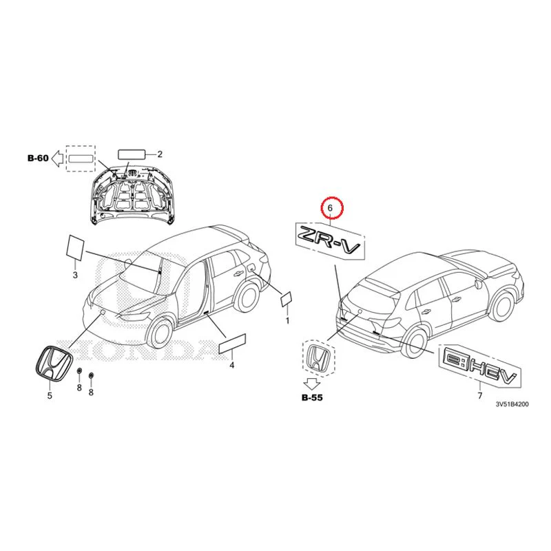 [NEW] JDM HONDA ZR-V e:HEV RZ4 2025 Emblem/Caution Label GENUINE OEM - Image 8