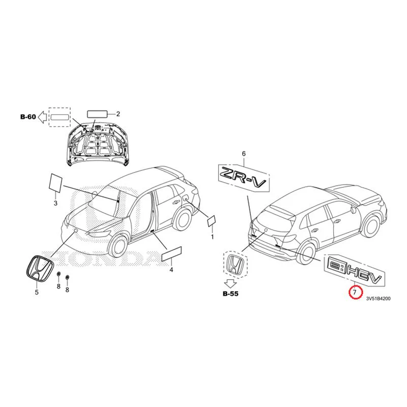 [NEW] JDM HONDA ZR-V e:HEV RZ4 2025 Emblem/Caution Label GENUINE OEM - Image 9