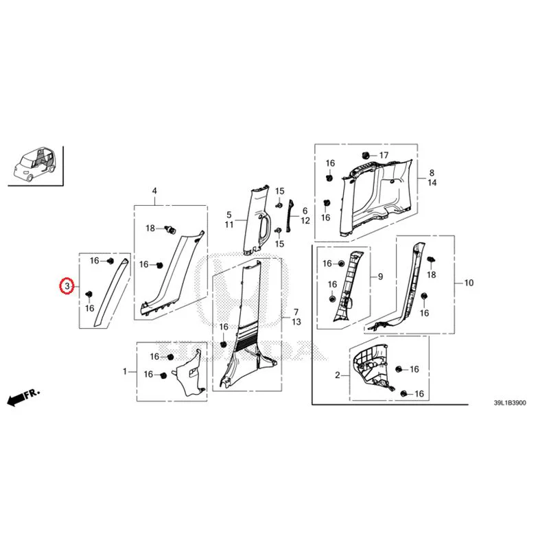 [NEW] JDM HONDA N-BOX JOY JF6 2025 Pillar Garnish GENUINE OEM - Image 4