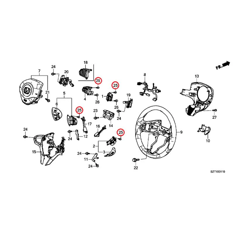 [NEW] JDM HONDA CR-Z ZF1 2012 Steering Wheel (SRS) GENUINE OEM - Image 30