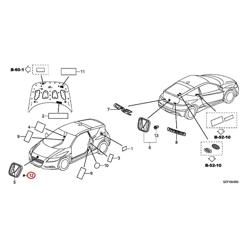 [NEW] JDM HONDA CR-Z ZF1 2012 Emblem/Caution Label GENUINE OEM - Image 13