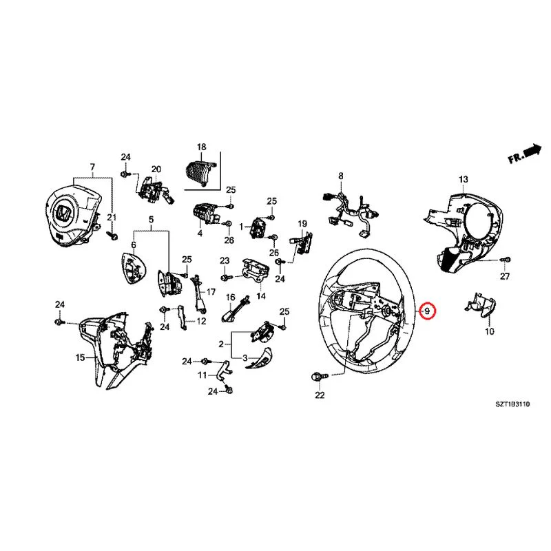 [NEW] JDM HONDA CR-Z ZF1 2012 Steering Wheel (SRS) GENUINE OEM - Image 10