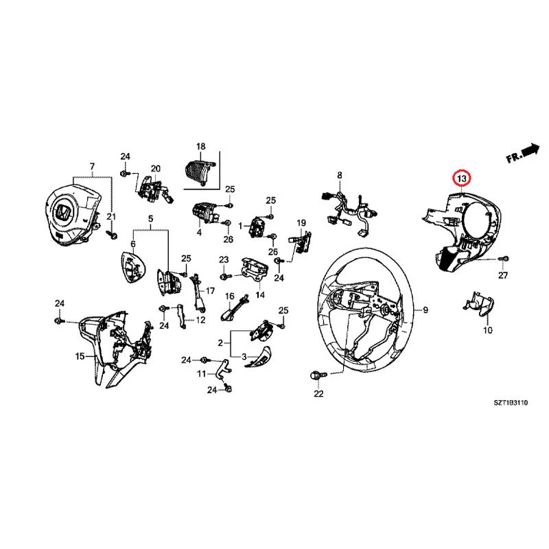[NEW] JDM HONDA CR-Z ZF1 2012 Steering Wheel (SRS) GENUINE OEM - Image 14