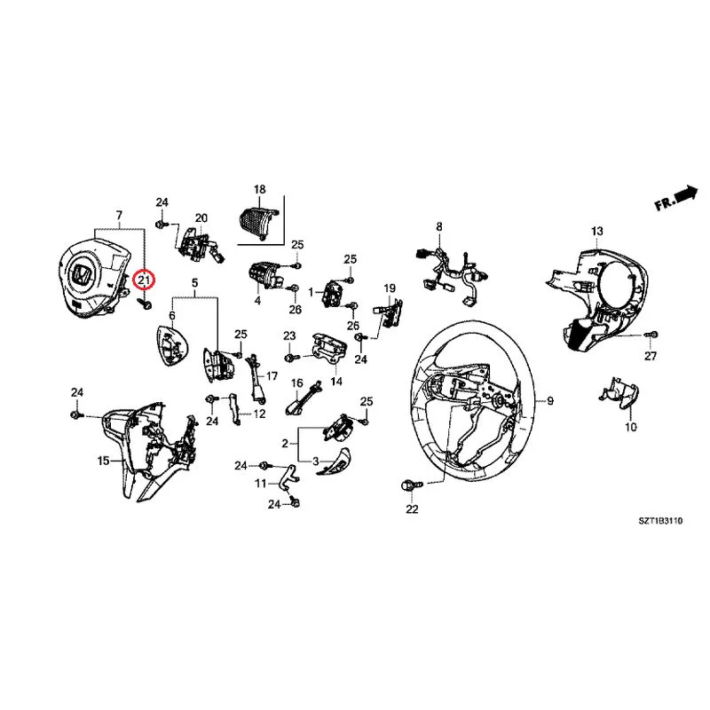 [NEW] JDM HONDA CR-Z ZF1 2012 Steering Wheel (SRS) GENUINE OEM - Image 19