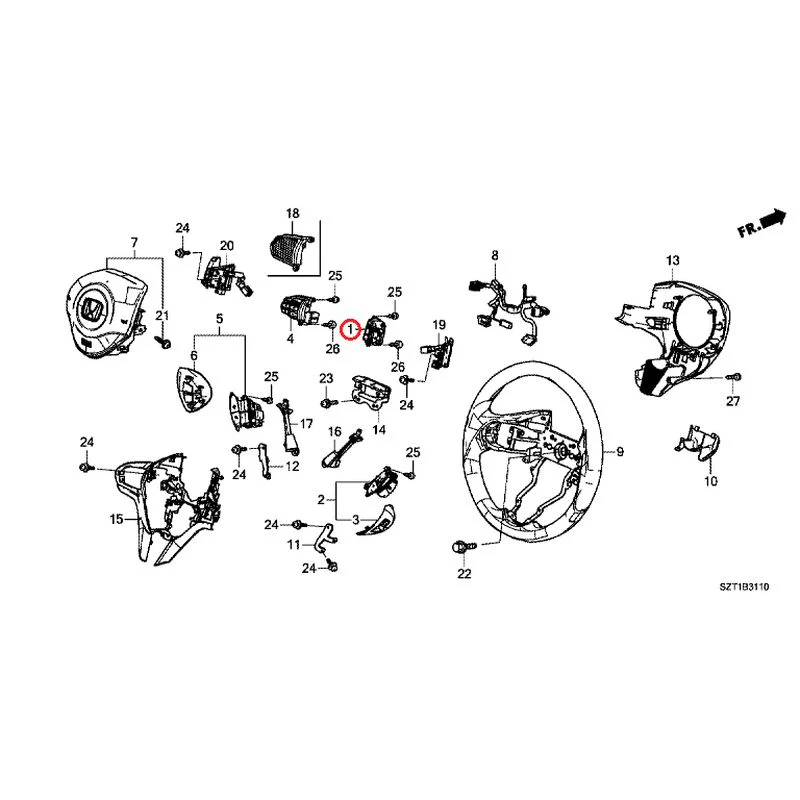 [NEW] JDM HONDA CR-Z ZF1 2012 Steering Wheel (SRS) GENUINE OEM - Image 2