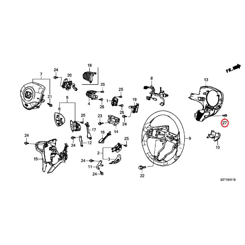 [NEW] JDM HONDA CR-Z ZF1 2012 Steering Wheel (SRS) GENUINE OEM - Image 25