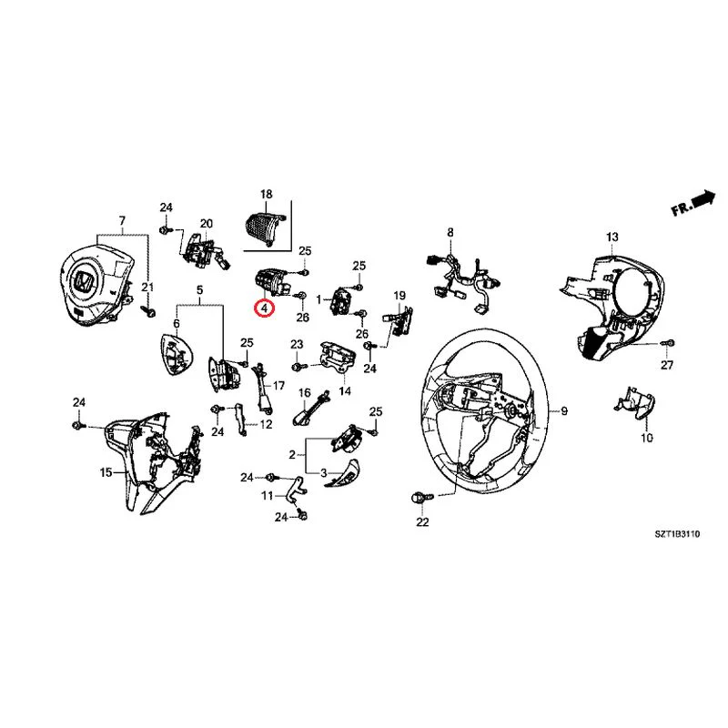 [NEW] JDM HONDA CR-Z ZF1 2012 Steering Wheel (SRS) GENUINE OEM - Image 3
