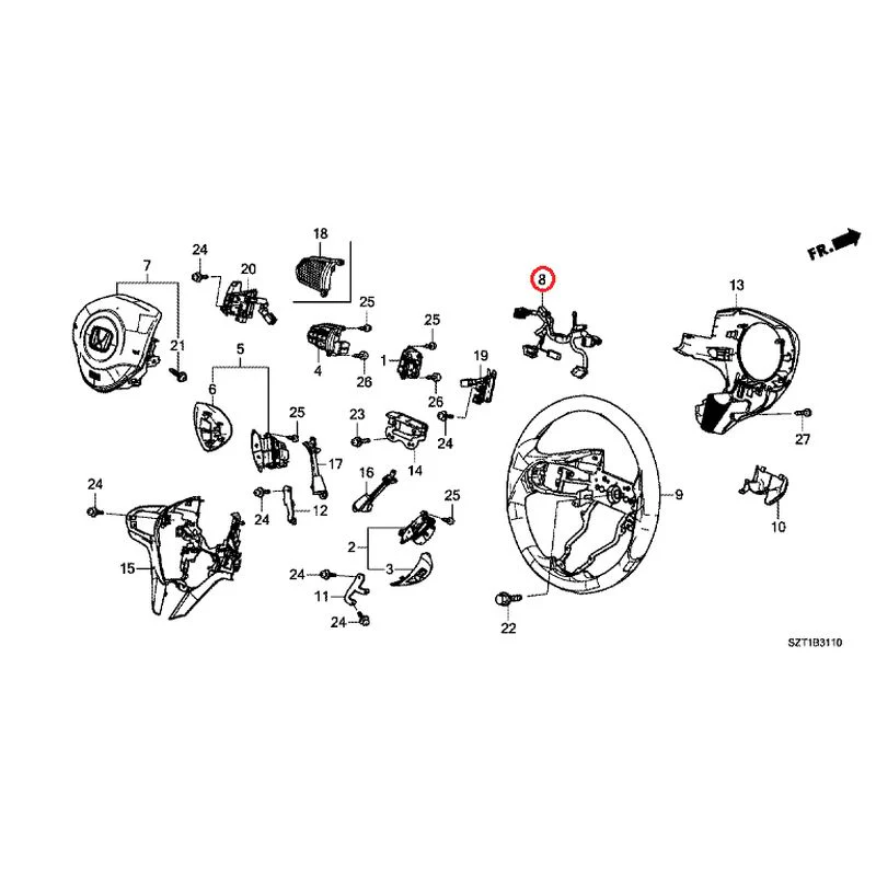 [NEW] JDM HONDA CR-Z ZF1 2012 Steering Wheel (SRS) GENUINE OEM - Image 8