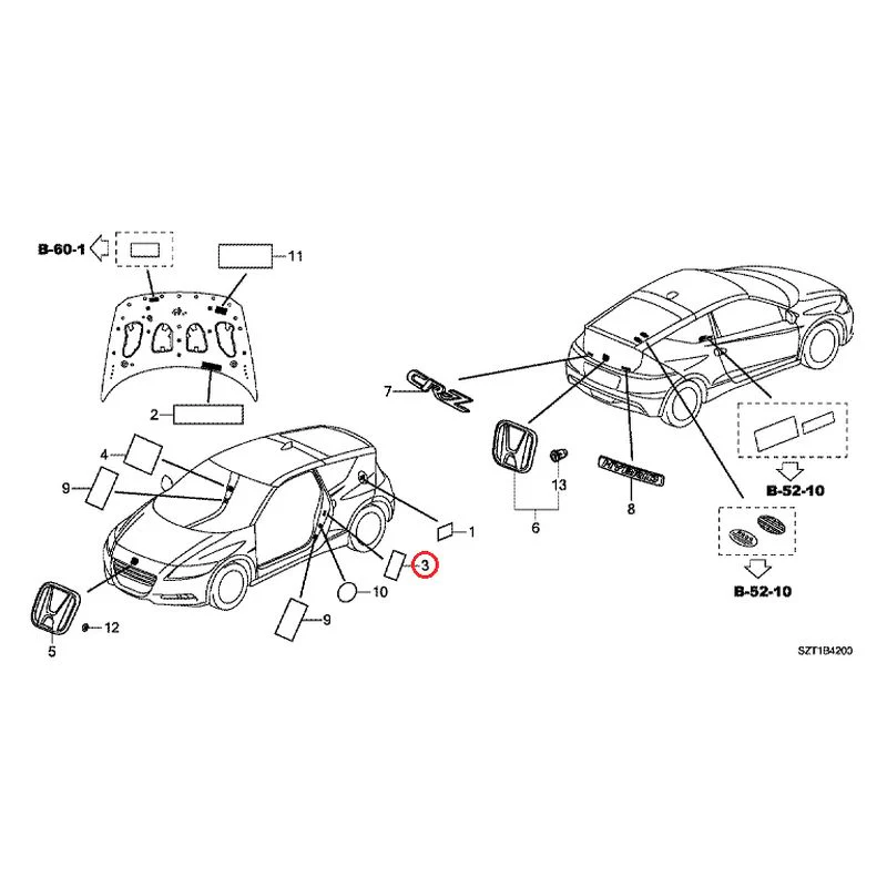 [NEW] JDM HONDA CR-Z ZF1 2012 Emblem/Caution Label GENUINE OEM - Image 4
