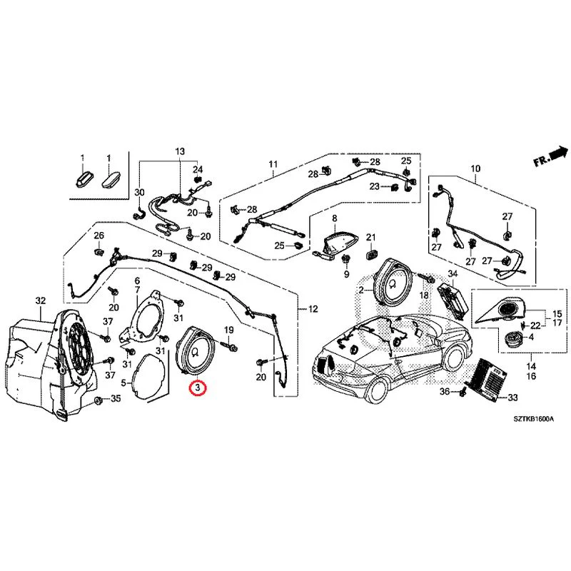 [NEW] JDM HONDA CR-Z ZF2 2014 Antenna/Speakers GENUINE OEM - Image 3