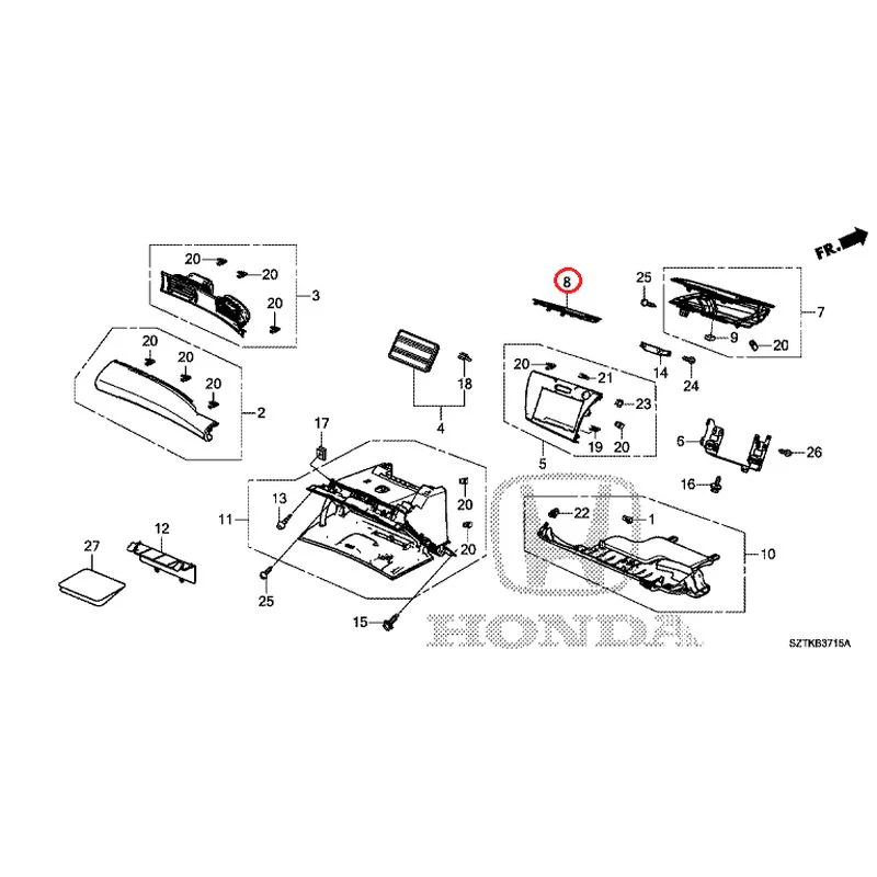 [NEW] JDM HONDA CR-Z ZF2 2014 Instrument panel garnish (passenger side) GENUINE OEM - Image 9