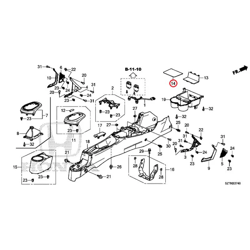 [NEW] JDM HONDA CR-Z ZF2 2014 Console GENUINE OEM - Image 14