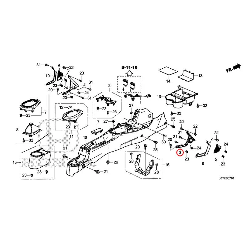 [NEW] JDM HONDA CR-Z ZF2 2014 Console GENUINE OEM - Image 5