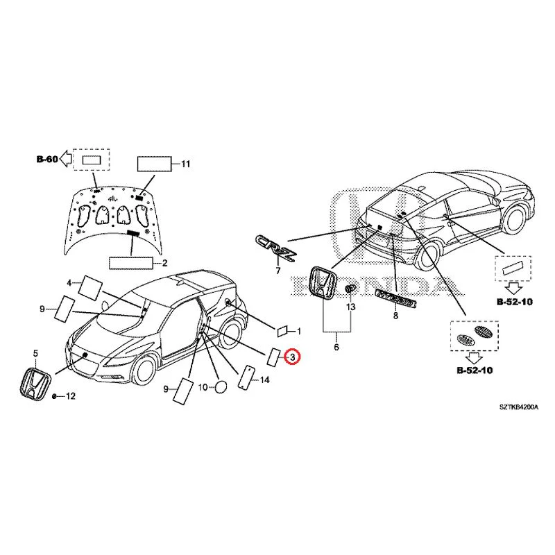 [NEW] JDM HONDA CR-Z ZF2 2014 Emblem/Caution Label GENUINE OEM - Image 4